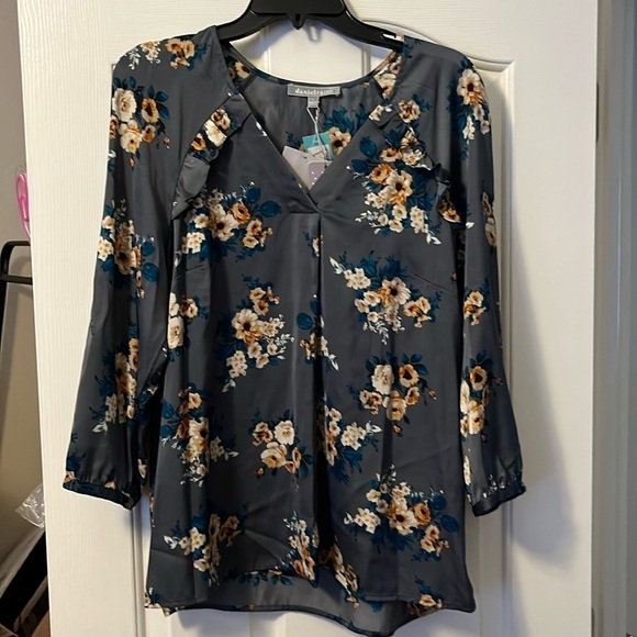 Daniel Rainn Tops - Daniel Rainn Martina Ruffle Detail Blouse Grey size L